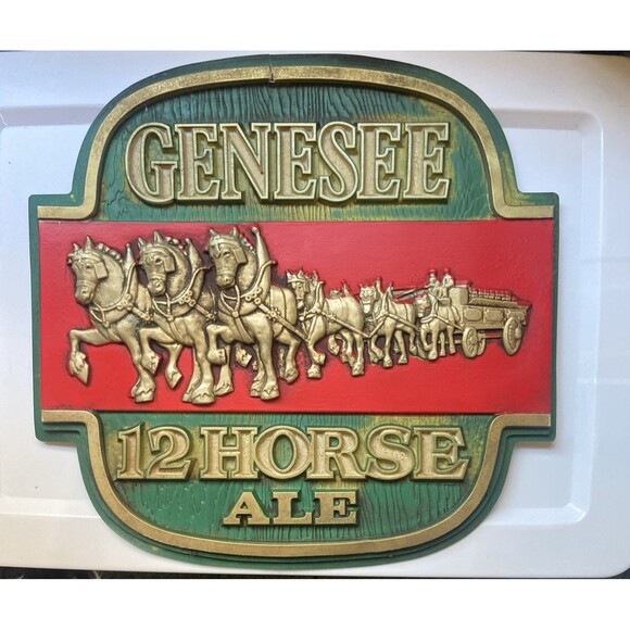 Vintage Genesee 12 Horse Ale Beer Sign Plastic: Flawed- Please Read - Picture 1 of 16